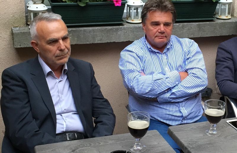 Jozo Radoš i Ivan Jakovčić u jednom briselskom restoranu (foto: Nenad Čakić)