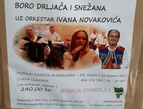 Plakat za nastup Bore Drljače u Domu hrvatskih branitelja