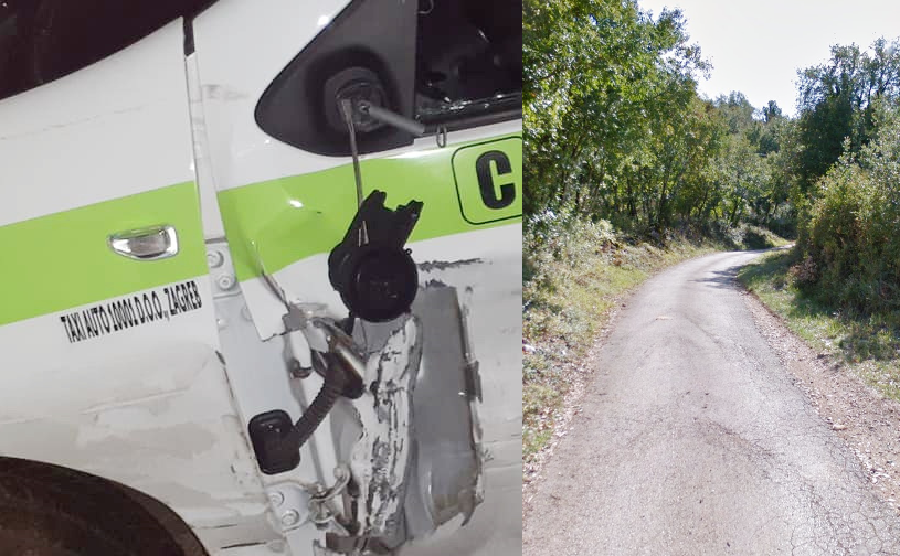 Oštećeno vozilo i cesta kod Škrapi