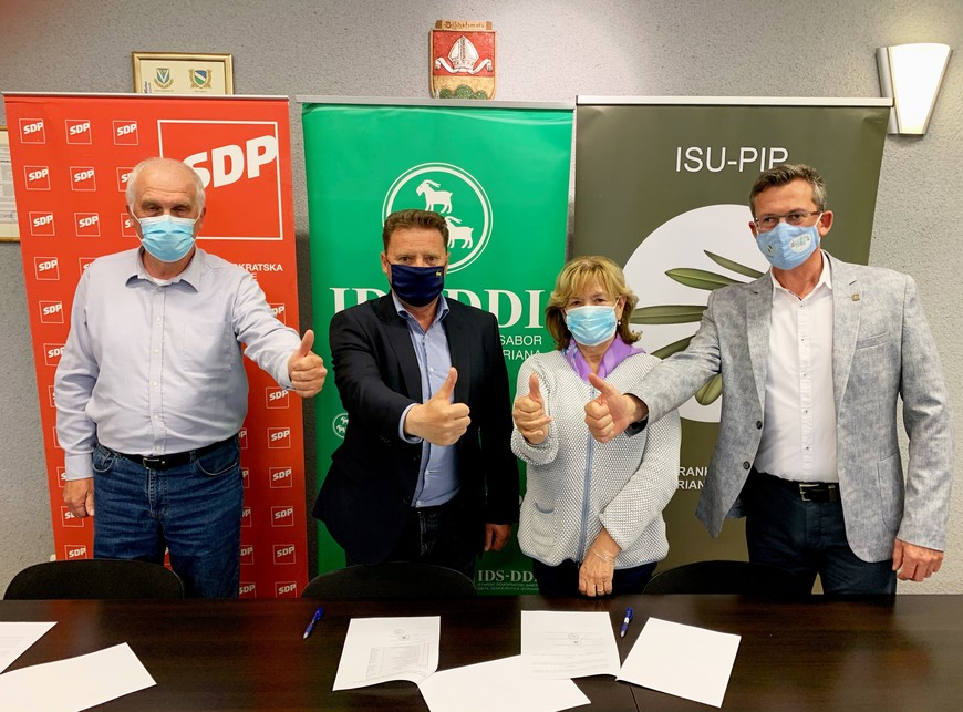 S potpisivanja koalicijskog sporazuma IDS-a, SDP-a i ISU-a u Marčani