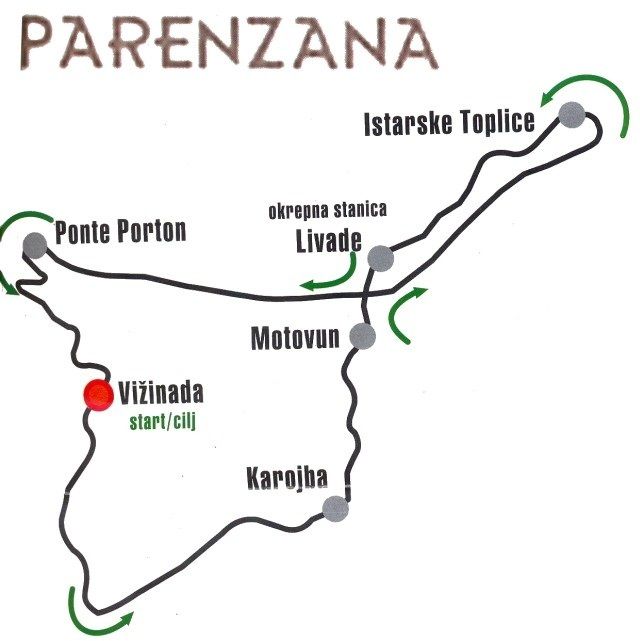 Trasa: Vižinada - Karojba - Motovun - Istarske toplice - Livade - Ponte Porton - Vižinada